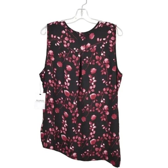 NWT Alfred Sung Floral Tank Top Black Red Sleeveless V-Neck Size XL - Picture 4 of 11
